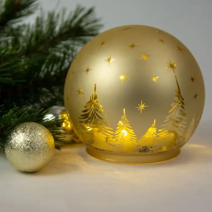 Украшение декоративное Chomik світильник Куля, скляний, LED 12x11см, золотий (5900779881846) изображение 3