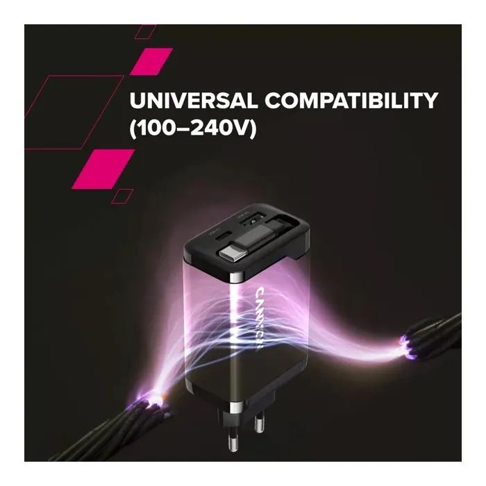 Зарядное устройство Canyon 1xUSB-C PD65W + 1xUSB QC3.0 + cable USB-C to USB-C black (CNS-CURC65ACB) изображение 12