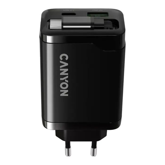Зарядное устройство Canyon 1xUSB-C PD65W + 1xUSB QC3.0 + cable USB-C to USB-C black (CNS-CURC65ACB) изображение 4