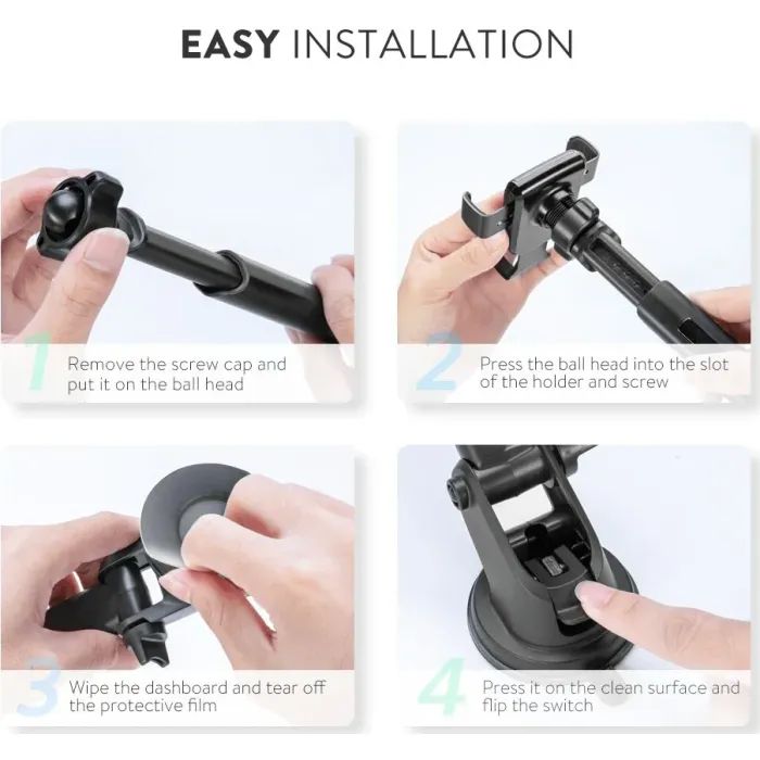 Универсальный автодержатель Ugreen LP200 Gravity Phone Holder with Suction Cup Black (60990B) изображение 3