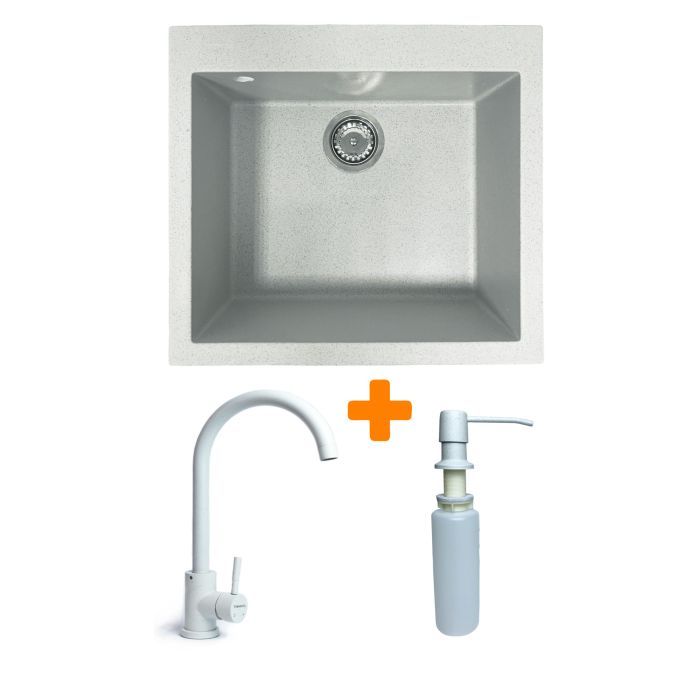 Мойка кухонная Adamant Univer Old stone + змішувач + дозатор (4824296902110)