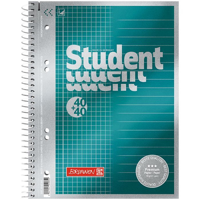 Книга записна Brunnen Коледж-блок А5 Premium DUO, лінія + клітинка, 80 аркушів (10-671 54)
