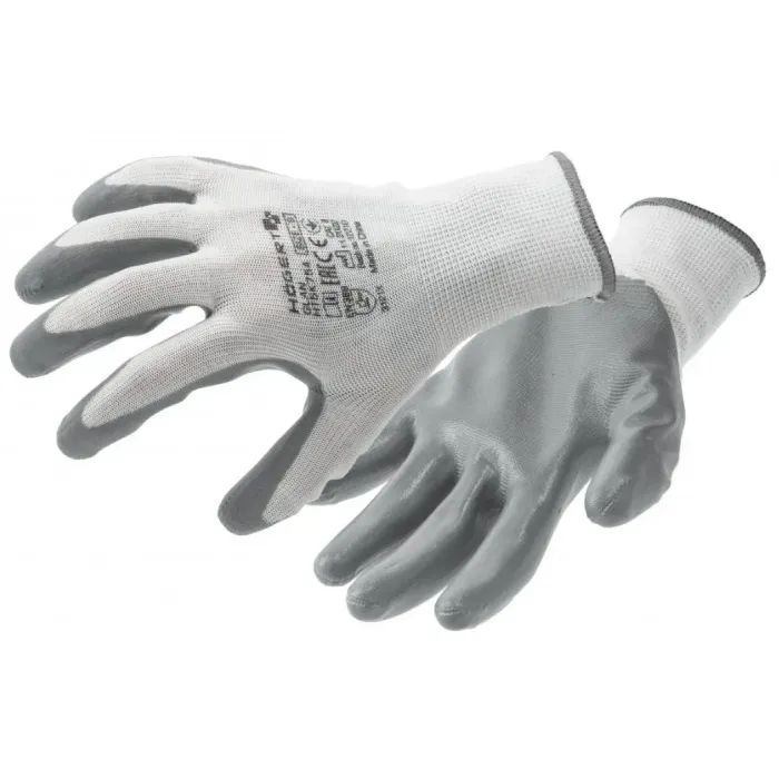 Захисні рукавиці Hoegert GLAN HT5K754-9 з нітриловим покриттям світло-сірі, 9 (HT5K754-9)