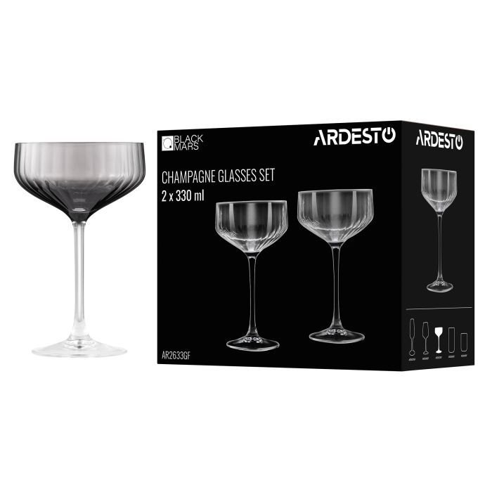 Набор бокалов Ardesto Black Mars Alcor 330мл, 2шт, скло, сірий (AR2633GF) изображение 3