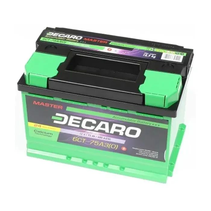 Аккумулятор автомобильный DECARO 75Ah-12v MASTER R, EN680 (6СТ-75 А3 (0) M)
