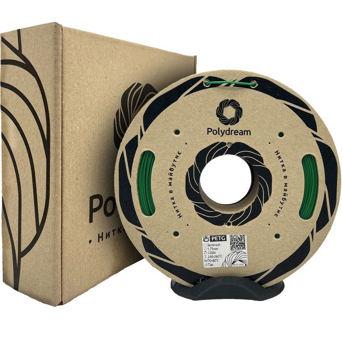 Пластик для 3D-принтера Polydream PETG 1,75mm 1,2кг Green (PETG6032/12) изображение 2