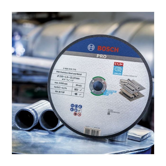 Круг отрезной Bosch Professional, для нержавеющей стали и металла, 230×1.9×22.23 mm (2.608.619.773) изображение 2