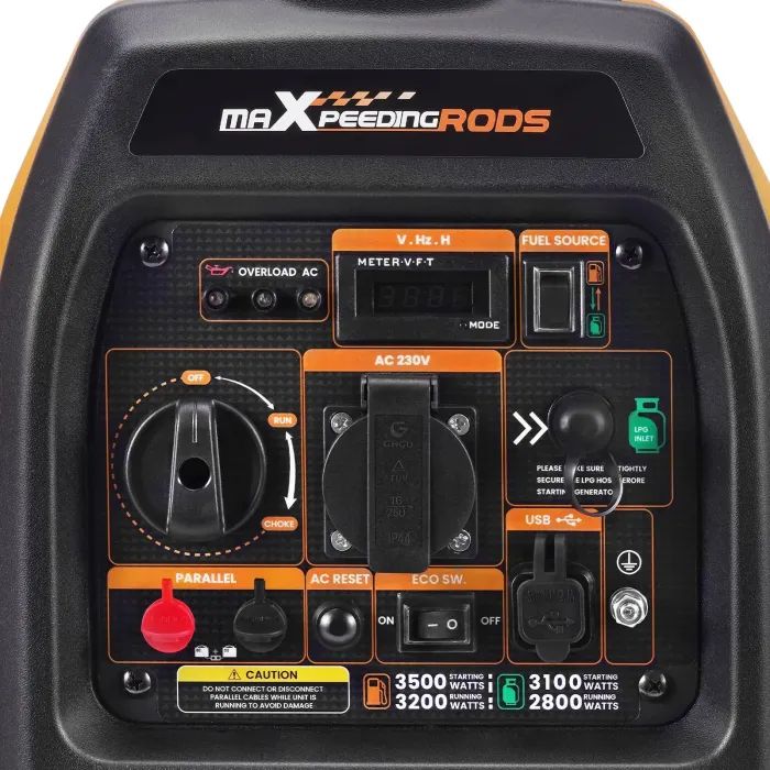 Генератор maXpeedingRODS MXR3800DF, інверторний, газ/бензин, 3.2kW, ручний старт (MXR3800DF) зображення 4