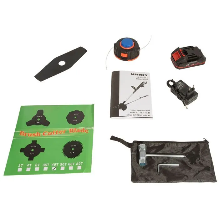 Триммер садовый Vitals AZT 1835-1n BL Kit, 18V, 2Ah, 30см, 2.75кг (243558) изображение 8