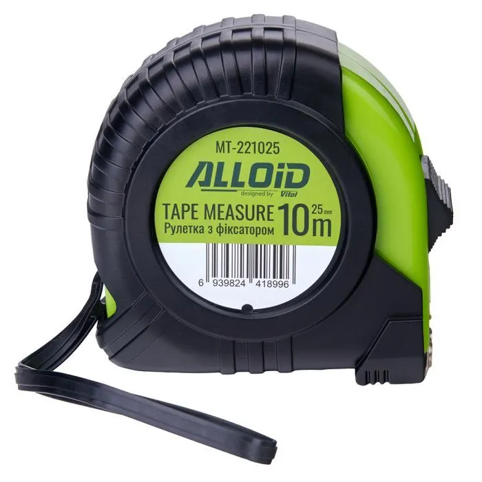 Рулетка Alloid Base, із фіксатором, 10м×25мм (MT-221025)