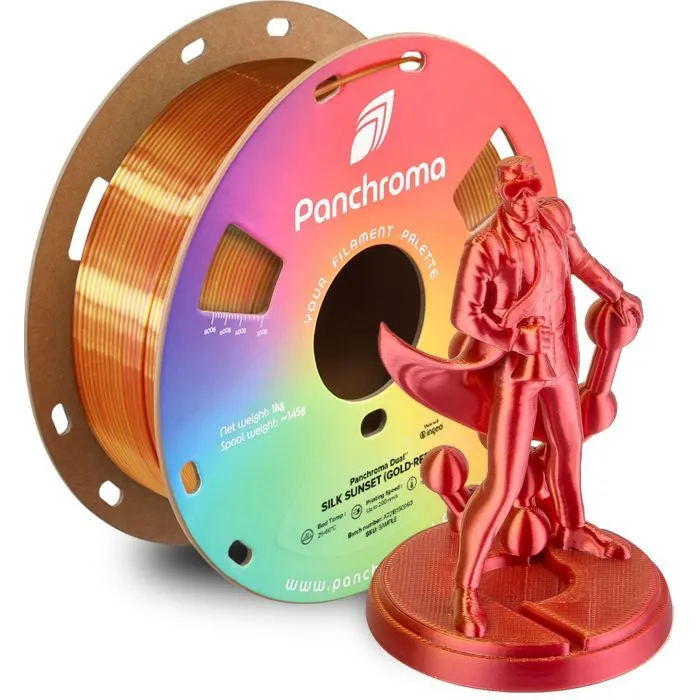 Пластик для 3D-принтера Polymaker PLA PANCHROMA DUAL SILK 1,75mm 1kg Gold-Red (CA03030) зображення 4