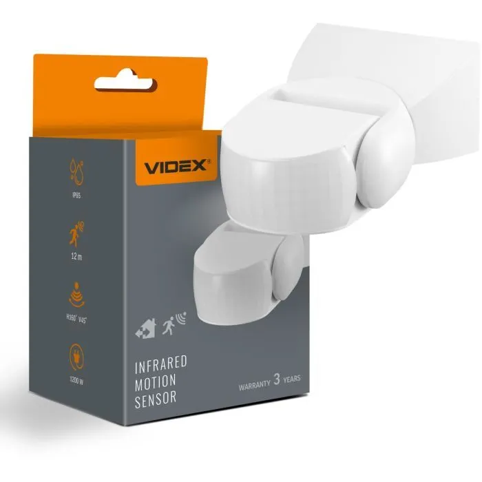 Датчик руху Videx 220V 1200W IP65 інфрачервоний білий (VL-SPW15W) зображення 9