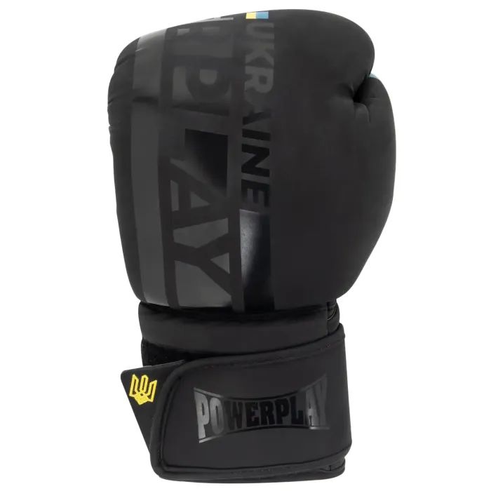 Боксерські рукавички PowerPlay 3021 Ukraine Чорні 14 унцій (PP_3021_14oz_Black) зображення 2