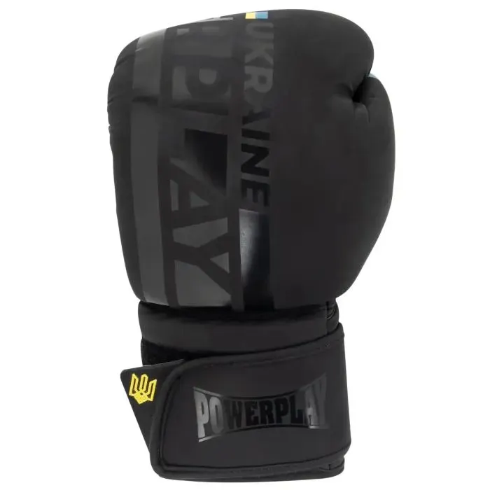 Боксерські рукавички PowerPlay 3021 Ukraine Чорні 10 унцій (PP_3021_10oz_Black) зображення 2