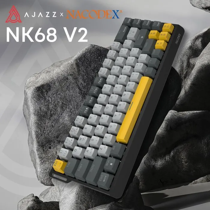 Клавіатура Ajazz x NacodeX NK68 V2 Red Switch LED USB UA Black/Grey/Yellow (NK68-V2-R-BGY) зображення 5