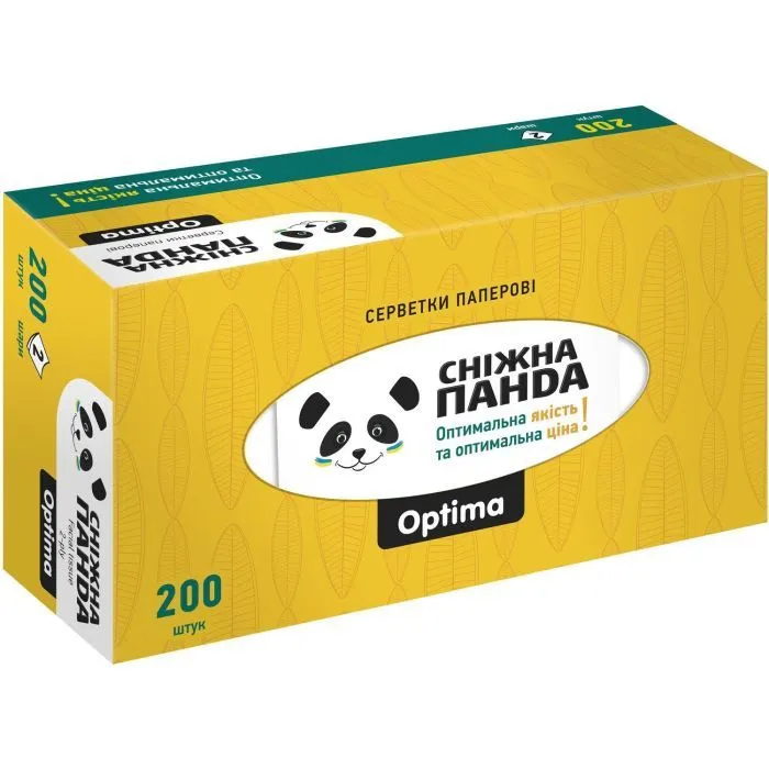 Серветки косметичні Сніжна Панда Optima 2 шари 200 шт. (4820183973542) зображення 2