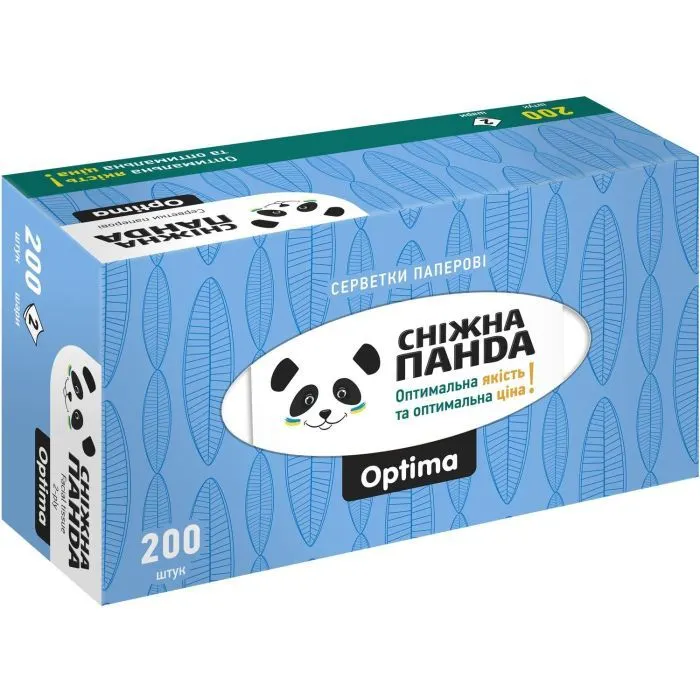 Серветки косметичні Сніжна Панда Optima 2 шари 200 шт. (4820183973542) зображення 3