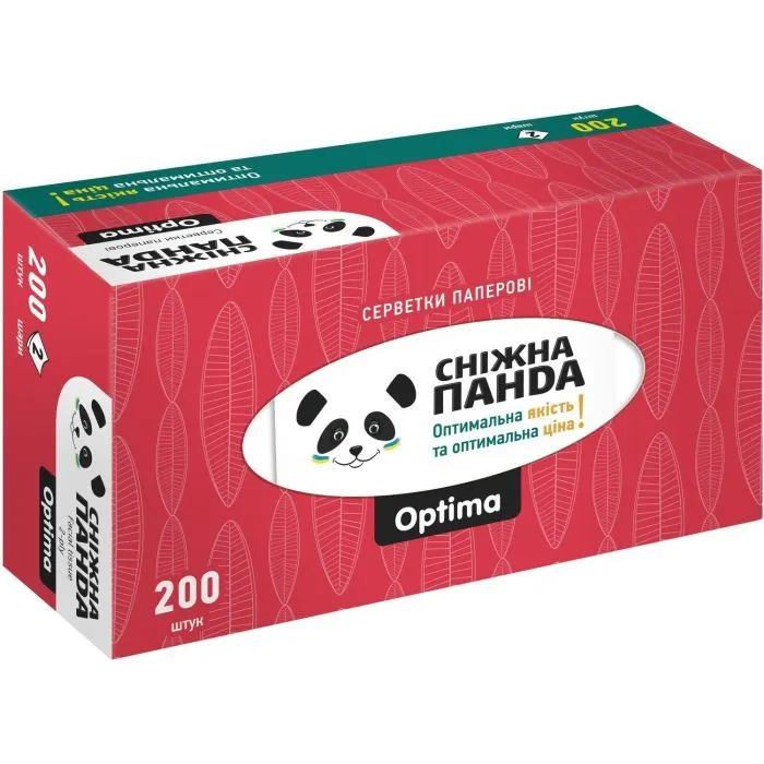 Серветки косметичні Сніжна Панда Optima 2 шари 200 шт. (4820183973542) зображення 5