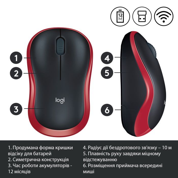 Мишка Logitech M185 swift grey (910-002238) зображення 4
