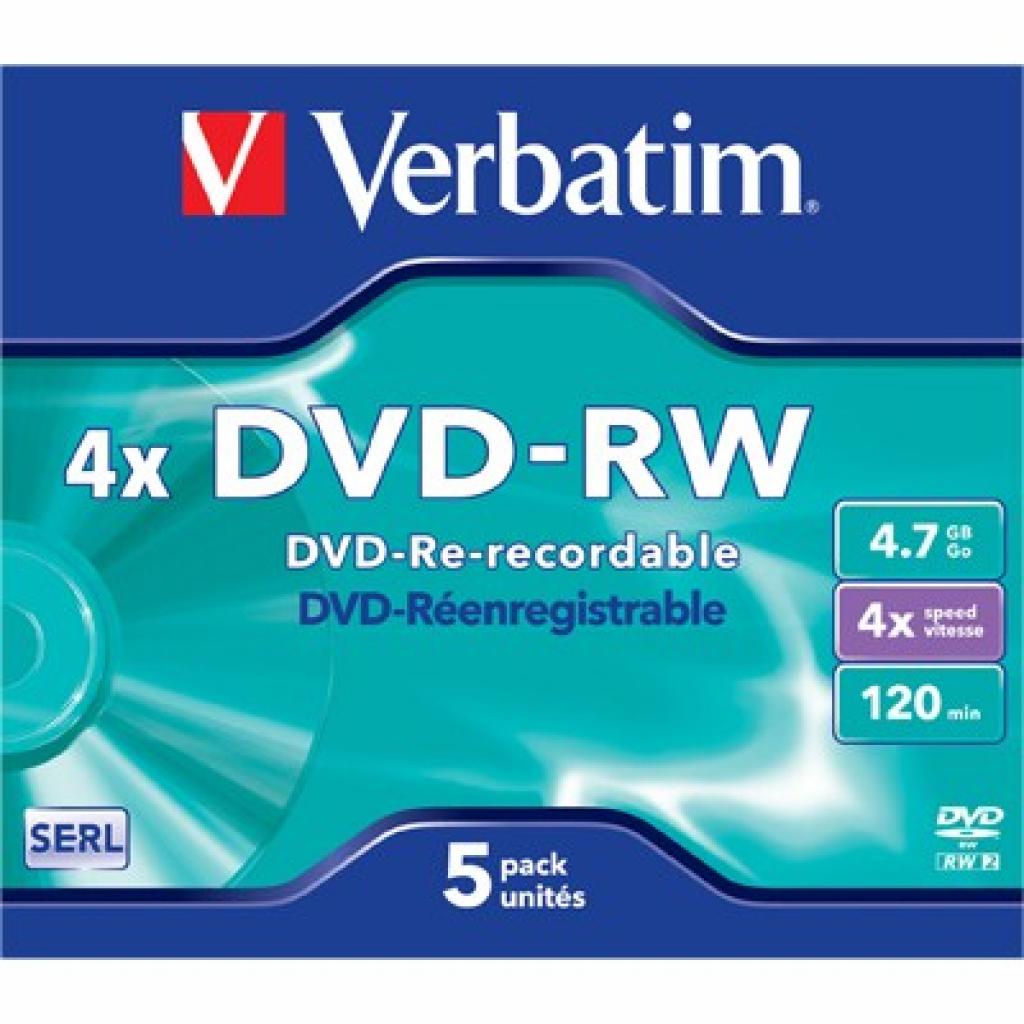 Диск DVD Verbatim 4.7Gb 4x Jewel Case 5шт MATTE/SILV (43285)