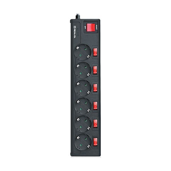 Мережевий фільтр живлення REAL-EL RS-6 EXTRA 3m, black (EL122300002)