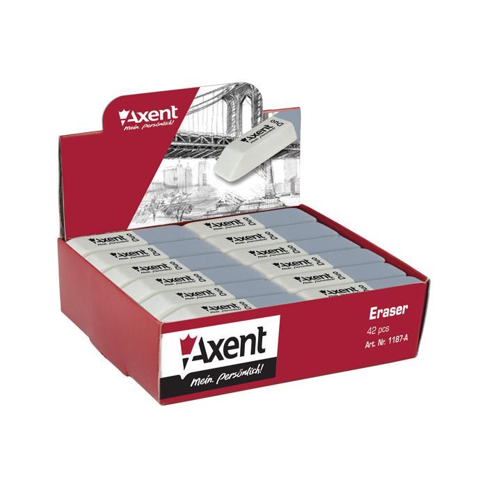 Ластик Axent soft Duo, white-grey (display) (1185-А) изображение 2