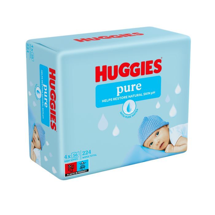 Дитячі вологі серветки Huggies Pure 56 х 4 шт (5029053550121)