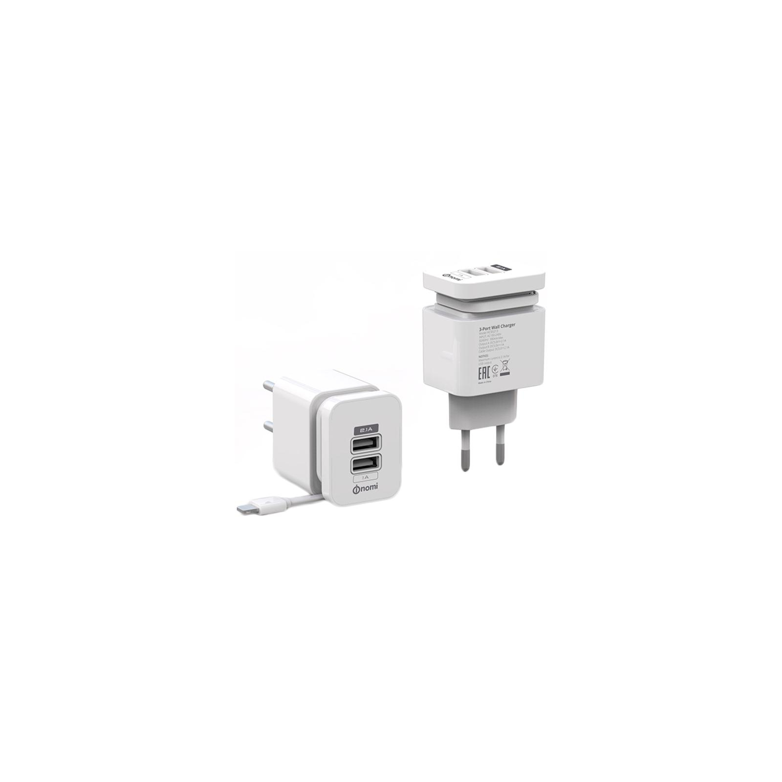 Зарядний пристрій Nomi HC05213 2*USB 2.1A White (173969) зображення 3