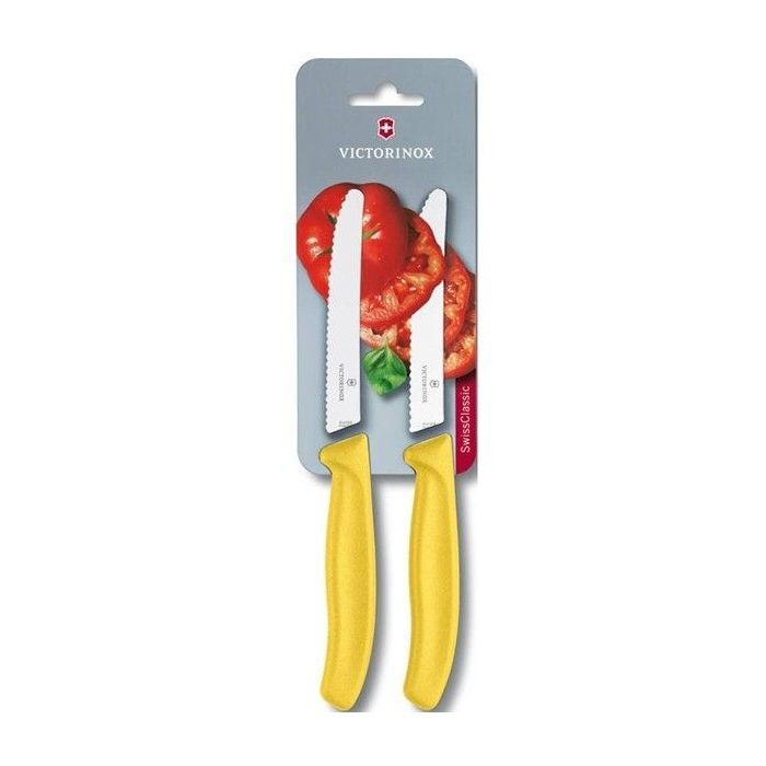 Набір ножів Victorinox SwissClassic 11см, 2шт. в блистере, волнистое лезвие,желтые (6.7836.L118B)