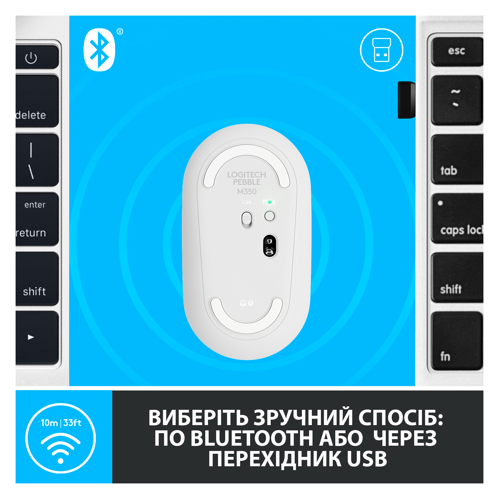 Мышка Logitech M350 Wireless White (910-005716) изображение 5