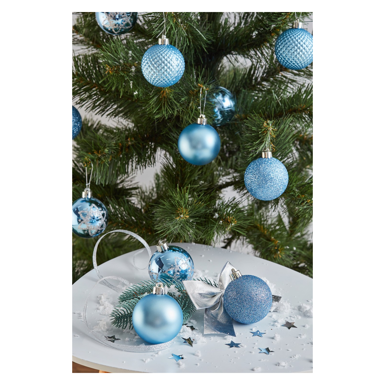 Елочная игрушка ColorWay Merry Christmas mix 24 шт (6 см) LIGHT BLUE (CW-MCB624LB) изображение 2