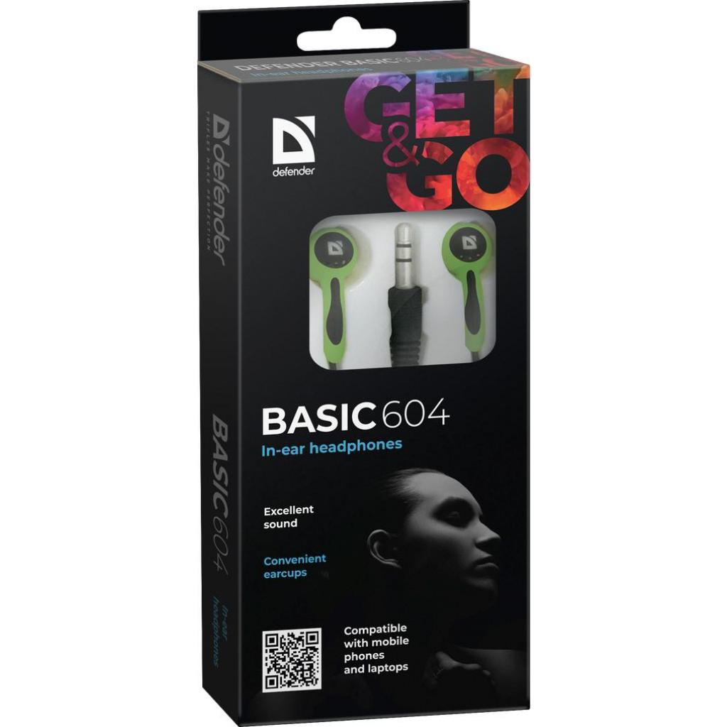 Навушники Defender Basic 604 Black-Green (63607) зображення 3