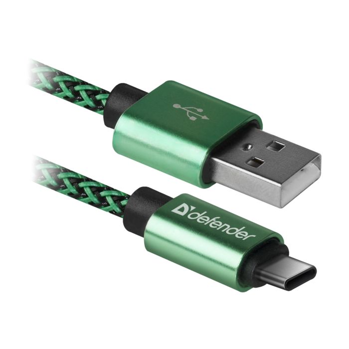 Дата кабель USB 2.0 AM to USB-C 1.0m PRO green Defender (87816)