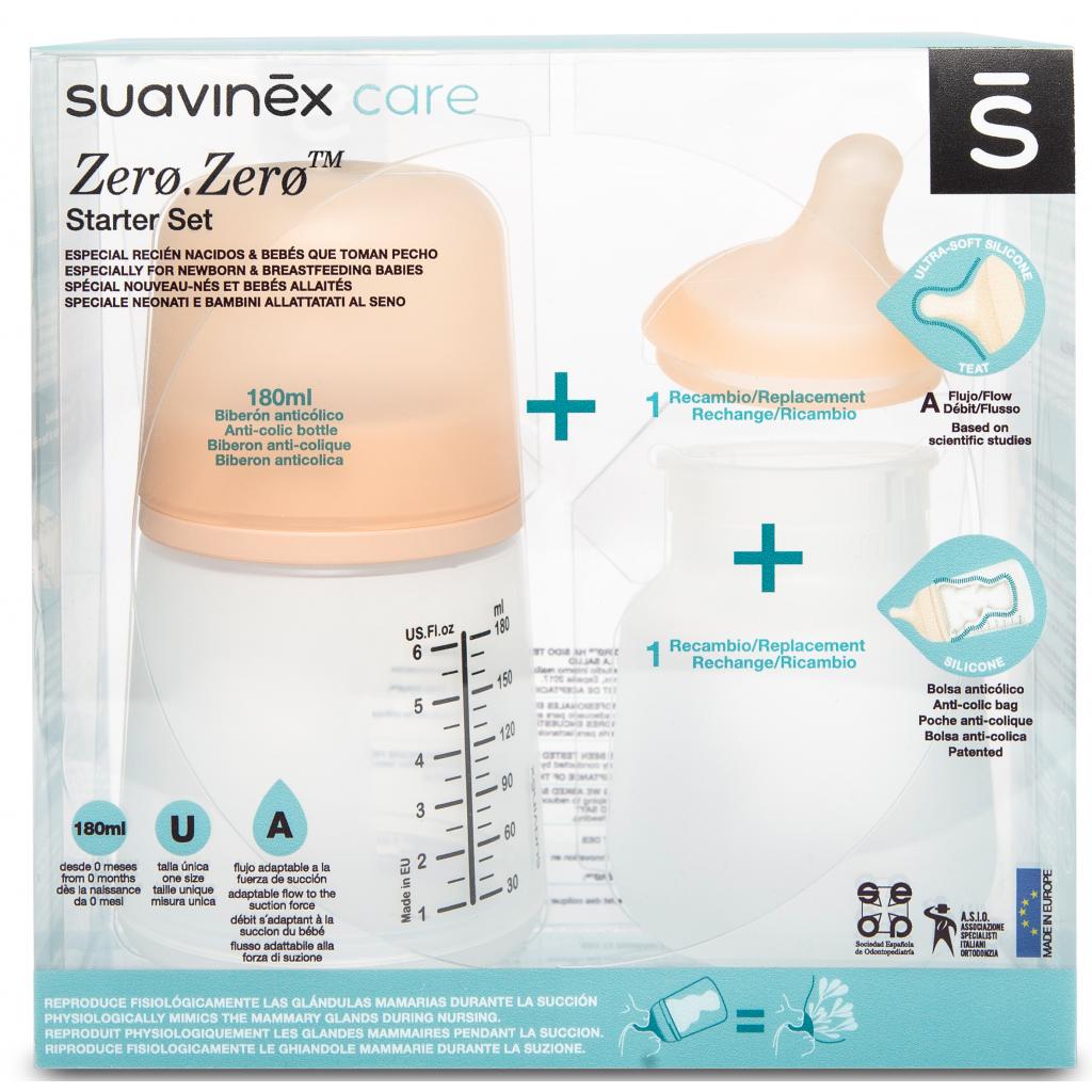 Бутылочка для кормления Suavinex набор антиколиковий ZERO.ZERO 180 мл (306422)