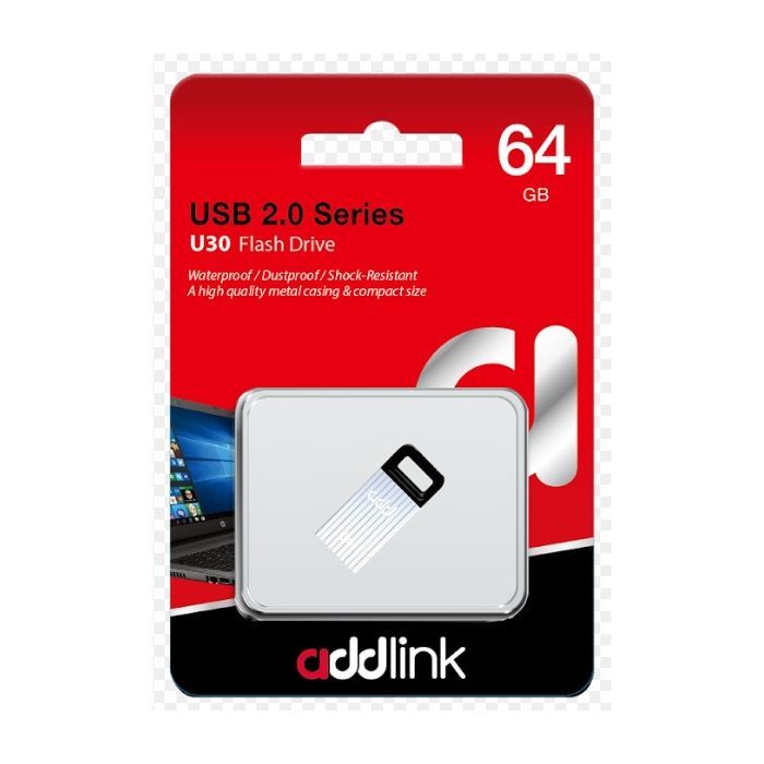 USB флеш накопичувач AddLink 64GB U30 Silver USB 2.0 (ad64GBU30S2) зображення 2