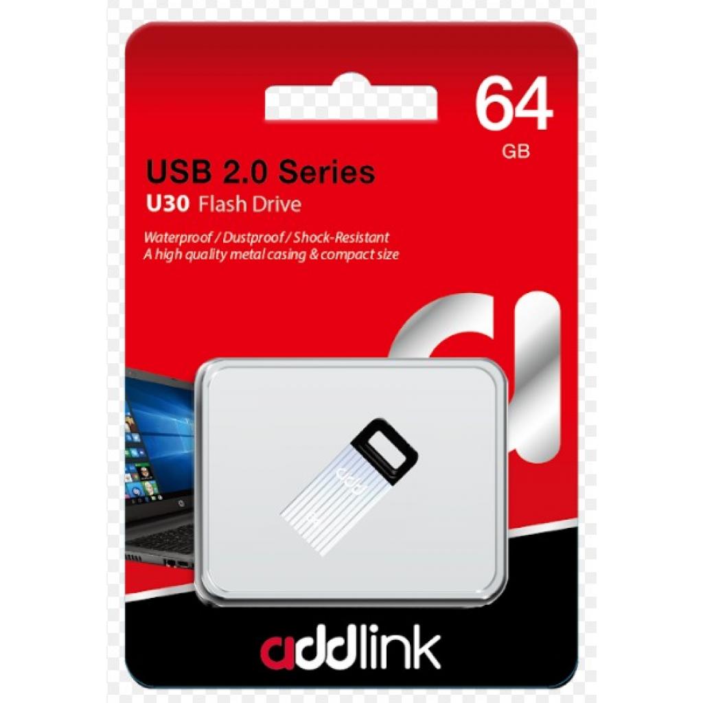 USB флеш накопичувач AddLink 64GB U30 Silver USB 2.0 (ad64GBU30S2) зображення 2