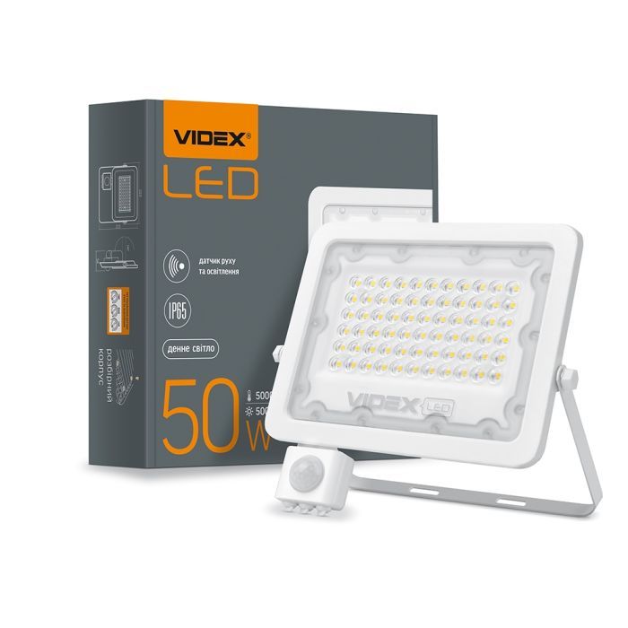 Прожектор Videx LED 50W 5000K з датчиком руху (VL-F2e505W-S) зображення 5