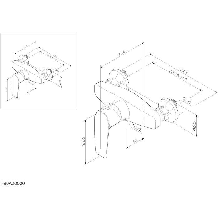 Смеситель AM.PM Gem, для душа, хром (F90A20000) изображение 6