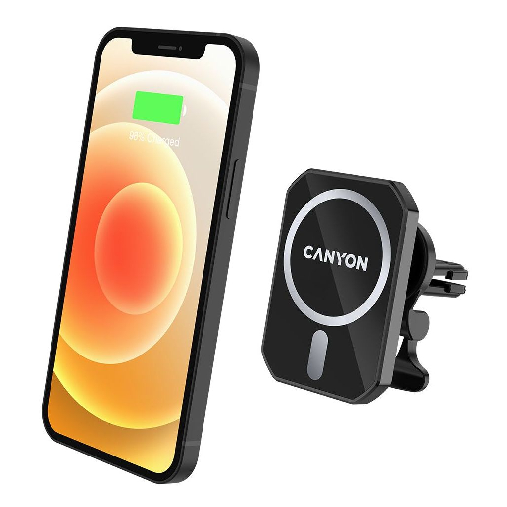 Универсальный автодержатель Canyon Magnetic car holder and wireless charger, C-15-01, 15W (CNE-CCA15B01) изображение 3