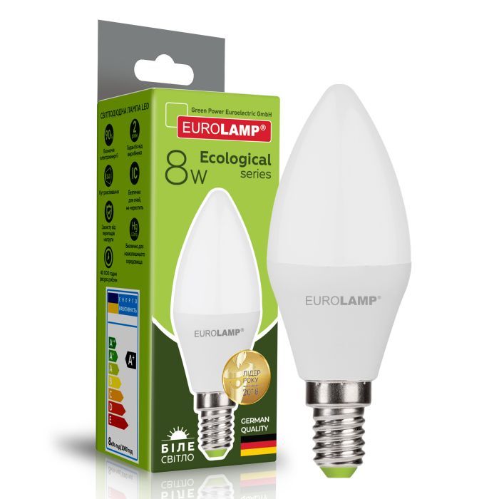 Лампочка Eurolamp LED CL 8W E14 4000K 220V (LED-CL-08144(P)) зображення 2