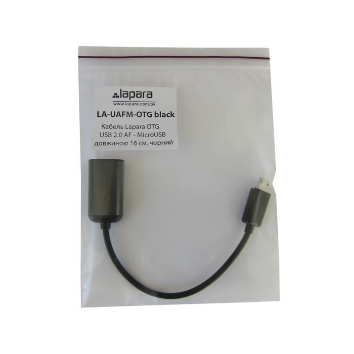 Перехідник OTG USB 2.0 AF to Micro 5P 0.16m Lapara (LA-UAFM-OTG black) зображення 2
