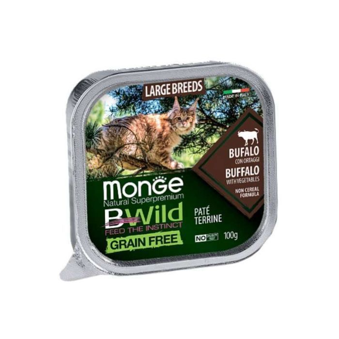 Паштет для кошек Monge BWild Grain Free Wet Buffalo Large Breeds 100 г (8009470012850)
