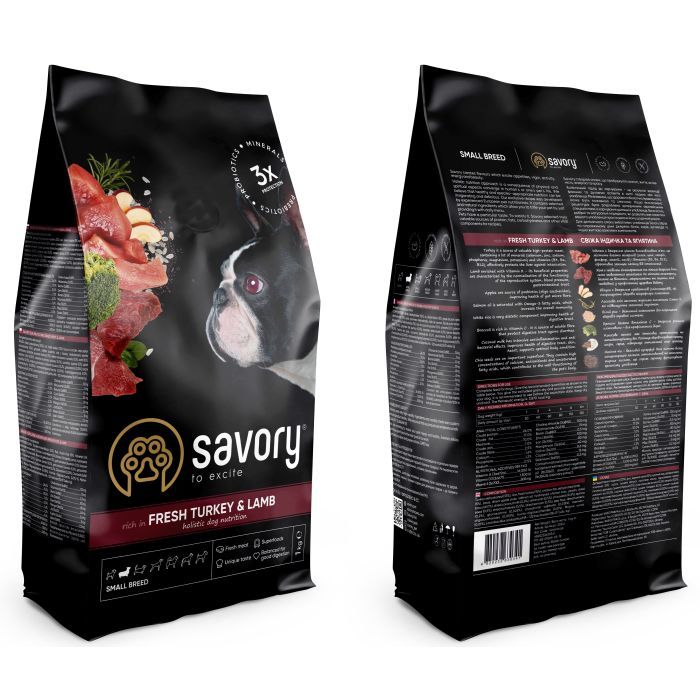 Сухий корм для собак Savory Small Breed rich in Fresh Turkey and Lamb 3 кг (4820232630358) зображення 2