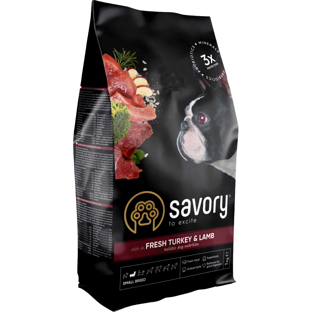 Сухой корм для собак Savory Small Breed rich in Fresh Turkey and Lamb 3 кг (4820232630358)