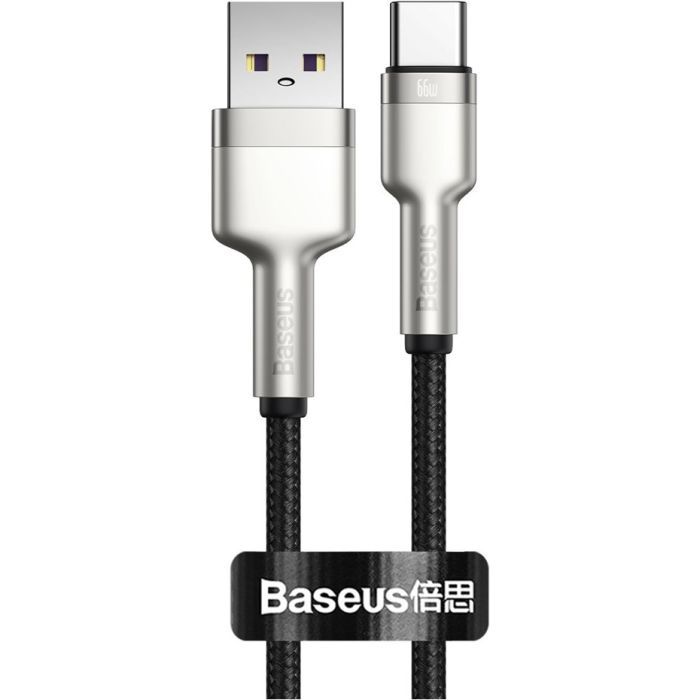 Дата кабель USB 3.1 AM to USB-C 0.25m 6.0A 66W Cafule Series Metal Black Baseus (CAKF000001)