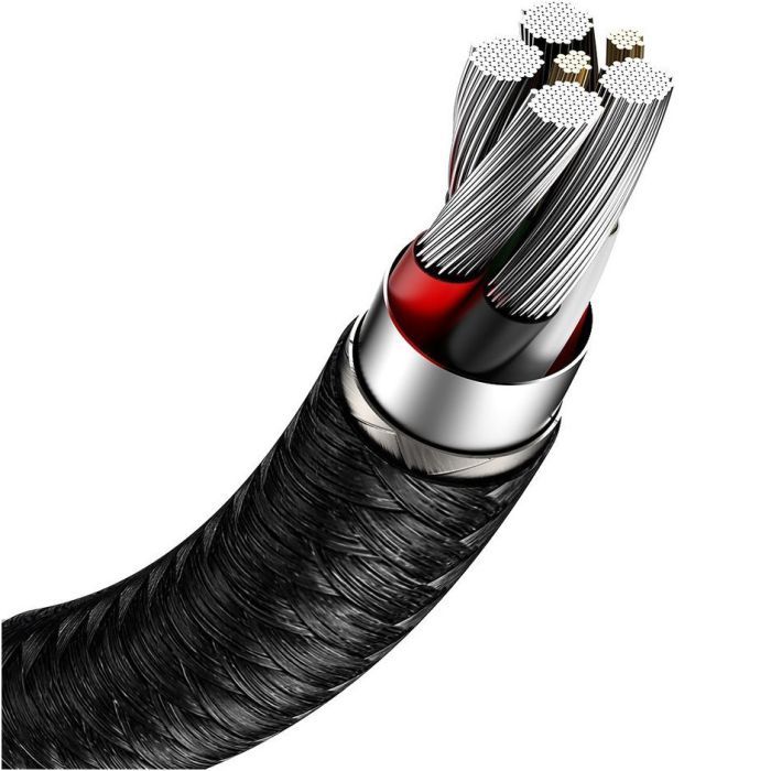 Дата кабель USB 3.1 AM to USB-C 0.25m 6.0A 66W Cafule Series Metal Black Baseus (CAKF000001) изображение 7