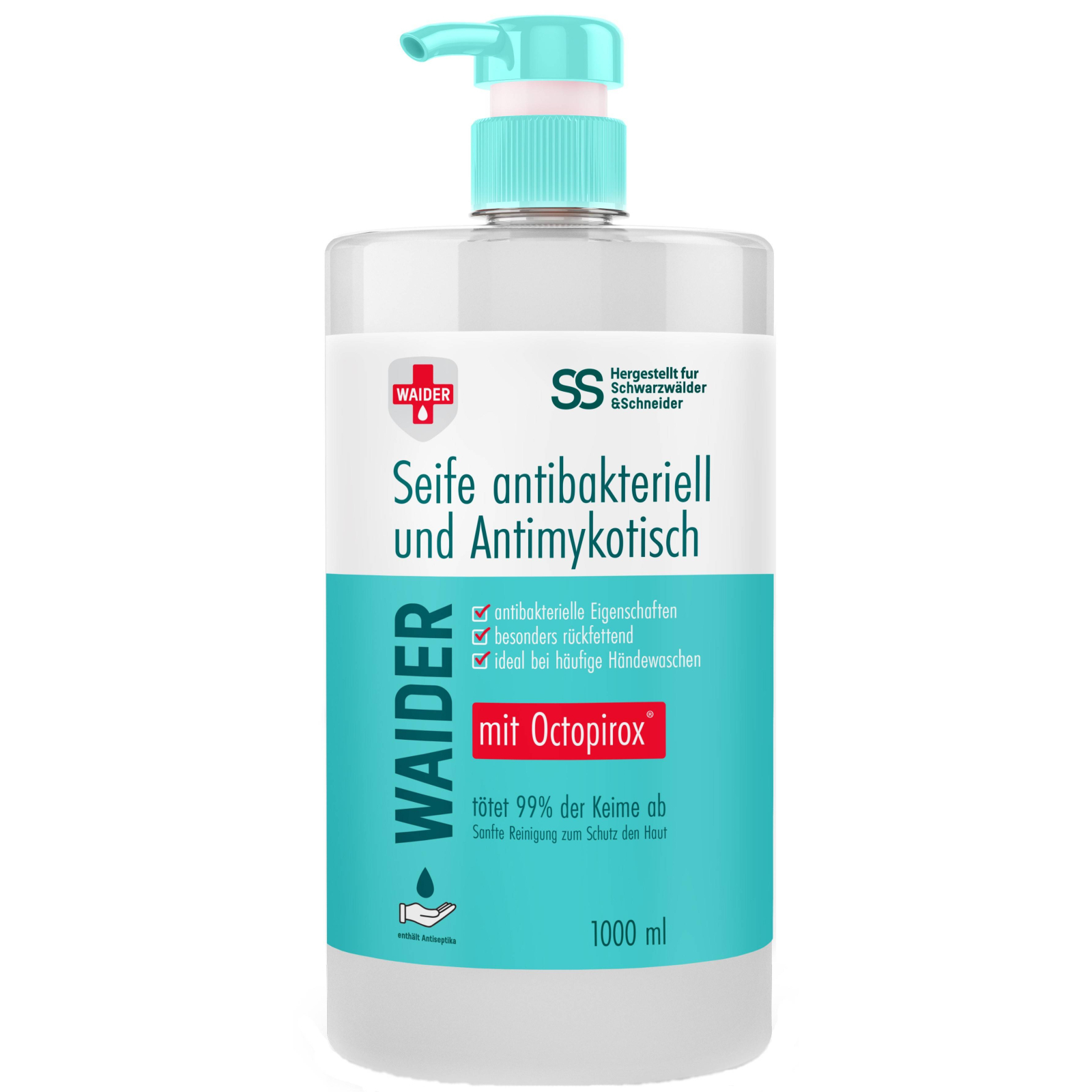 Рідке мило Waider антибактеріальної та протигрибкової дії 1000 мл (4823098410942)