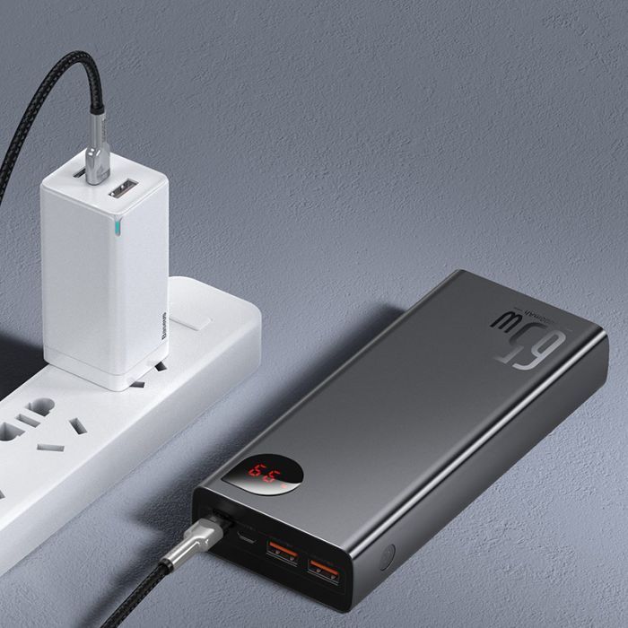 Батарея универсальная Baseus Adaman Metal 20000mAh, PD/65W, QC/3.0, +cable USB to Type-C (PPIMDA-D01 / P10021506112-01) изображение 5