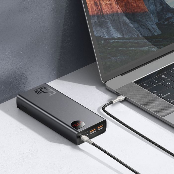 Батарея универсальная Baseus Adaman Metal 20000mAh, PD/65W, QC/3.0, +cable USB to Type-C (PPIMDA-D01 / P10021506112-01) изображение 6