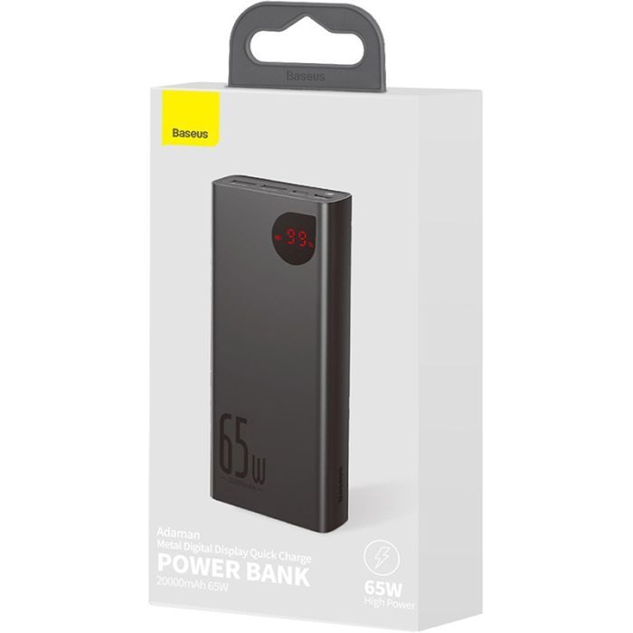 Батарея универсальная Baseus Adaman Metal 20000mAh, PD/65W, QC/3.0, +cable USB to Type-C (PPIMDA-D01 / P10021506112-01) изображение 8